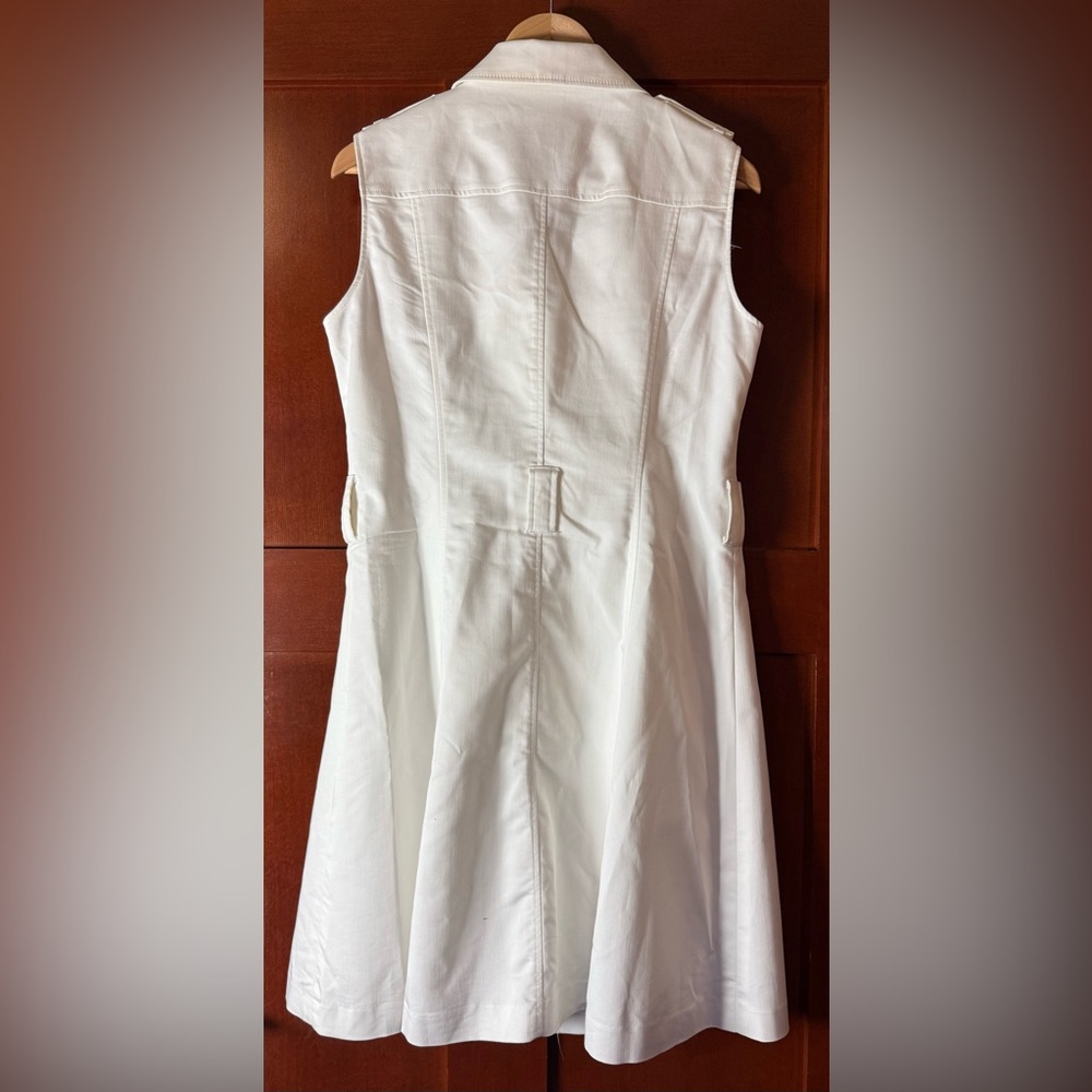 Calvin Klein Sleeveless Double Breasted Coat Dress White With Belt Size 12 - Picture 8 of 8